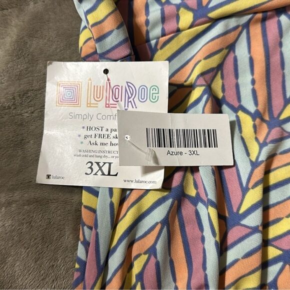 LuLaRoe 3X Azure Pastel Yellow Mauve Pink Blue Orange Geo Print A-Line Skirt - Picture 7 of 11